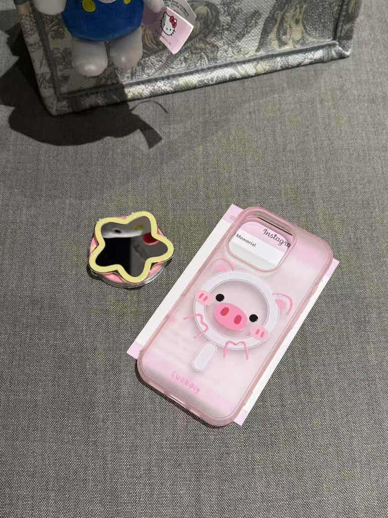 Pastel Color Silicon Case For iPhone With Star Mirror Case Magsafe Holder