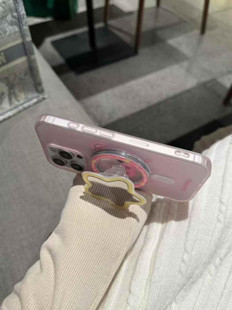 Pastel Color Silicon Case For iPhone With Star Mirror Case Magsafe Holder