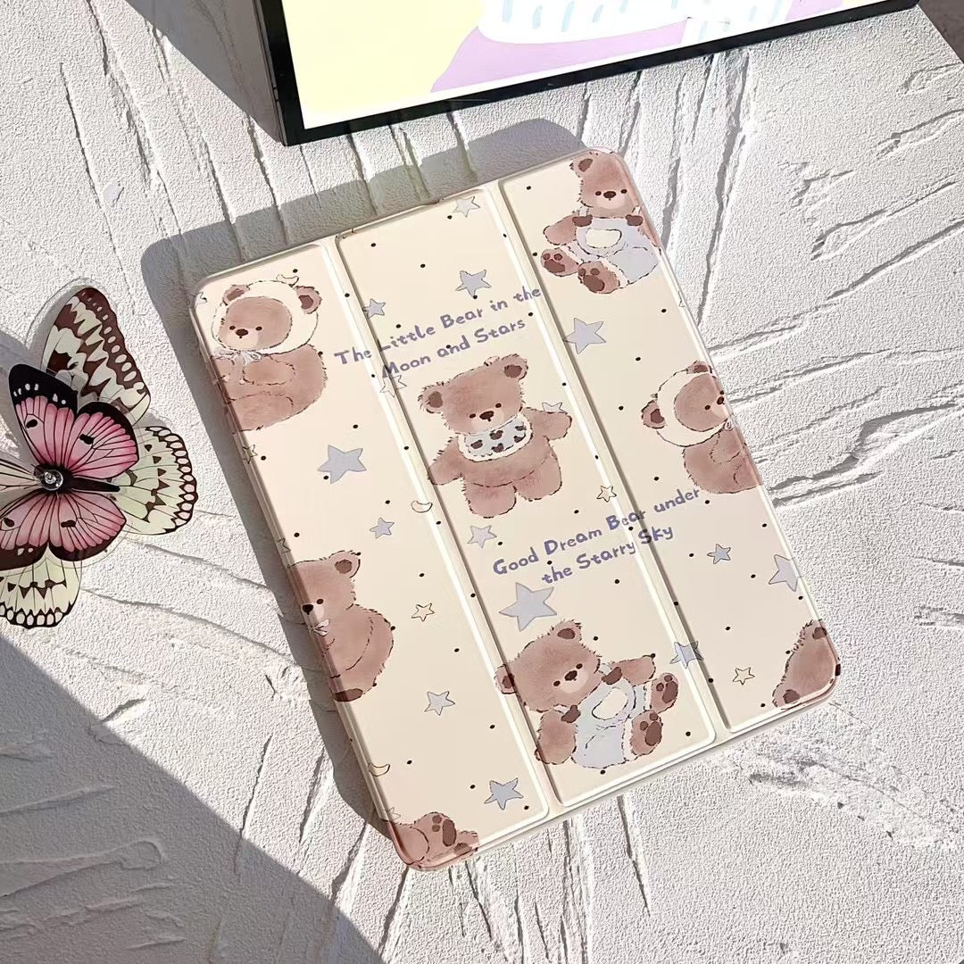 Cute Bear iPad Case Collection with Moon, Stars & Rocking Horse Design