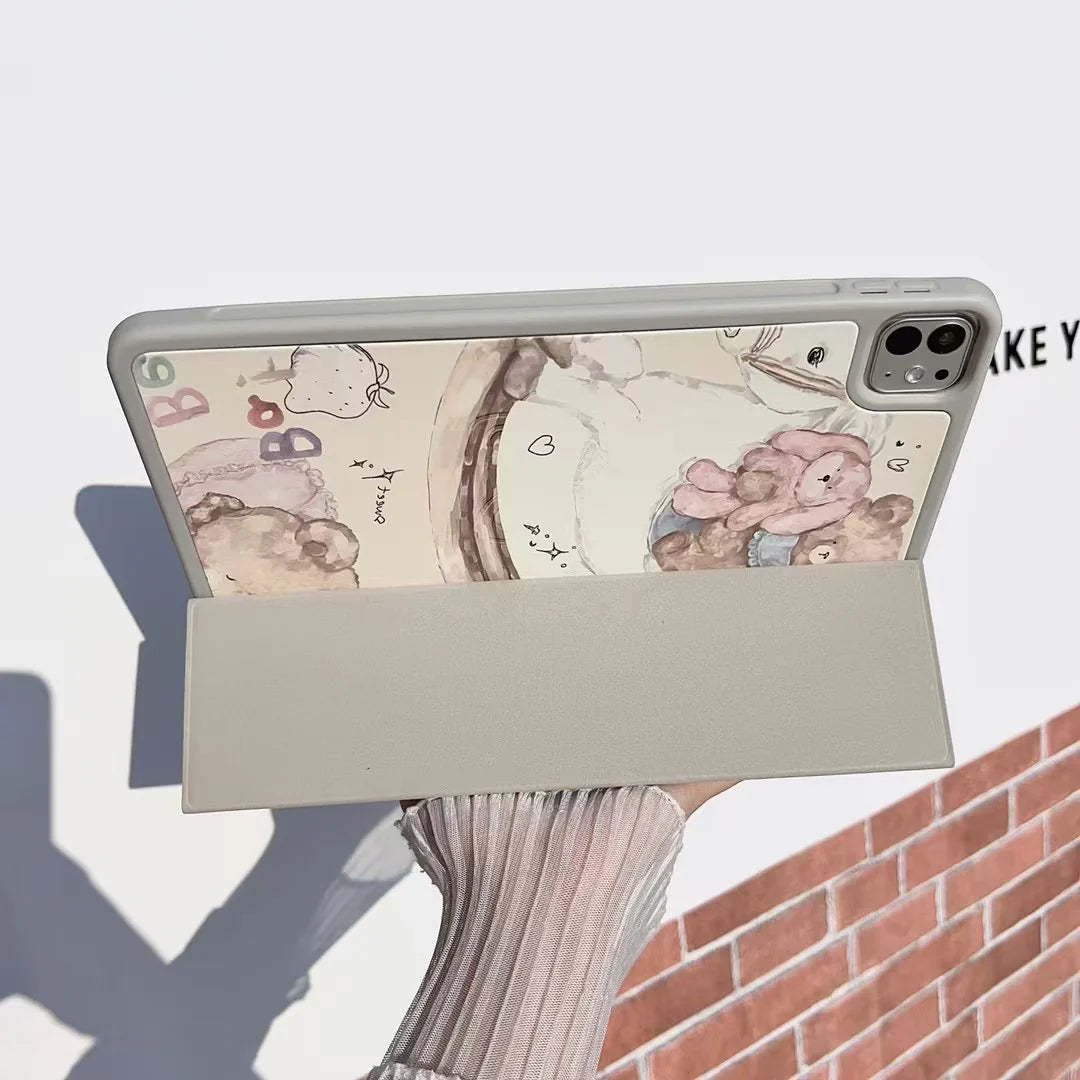 Cute Bear iPad Case Collection with Moon, Stars & Rocking Horse Design