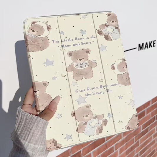 Cute Bear iPad Case Collection with Moon, Stars & Rocking Horse Design