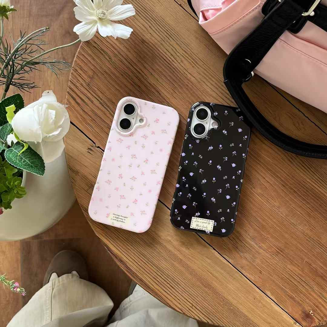 Solid Color Floral Pattern Silicon Case For iPhone