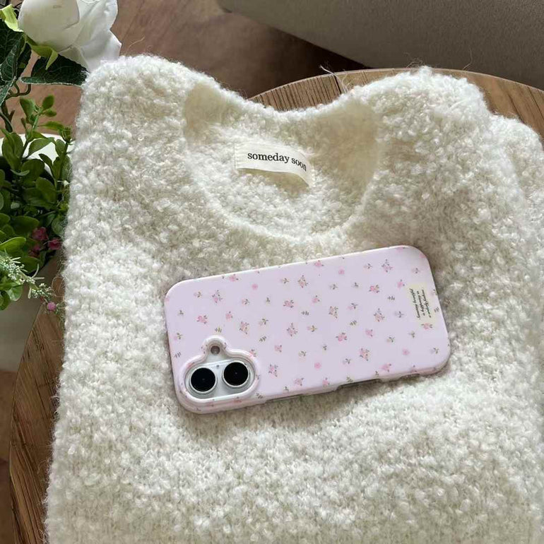 Solid Color Floral Pattern Silicon Case For iPhone