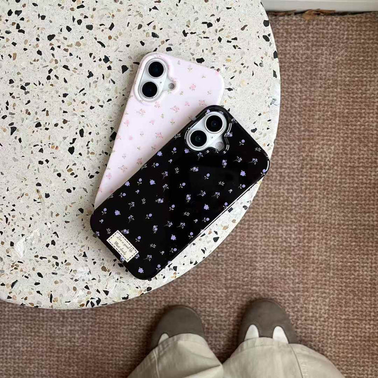 Solid Color Floral Pattern Silicon Case For iPhone