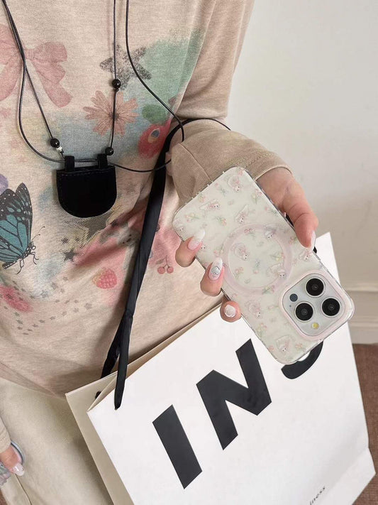 Cat With Tulip Flower Magsafe Case For iPhone With Cat Magsafe Holder