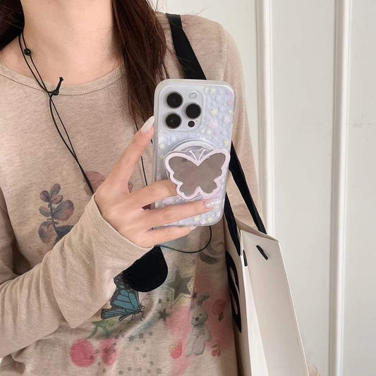 Star Flower Magsafe iPhone Case With Butterfly Mirror Magsafe Holder