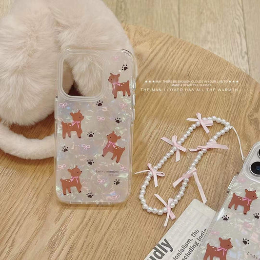 Holographic Animal Pattern Case For iPhone With Bow Charm