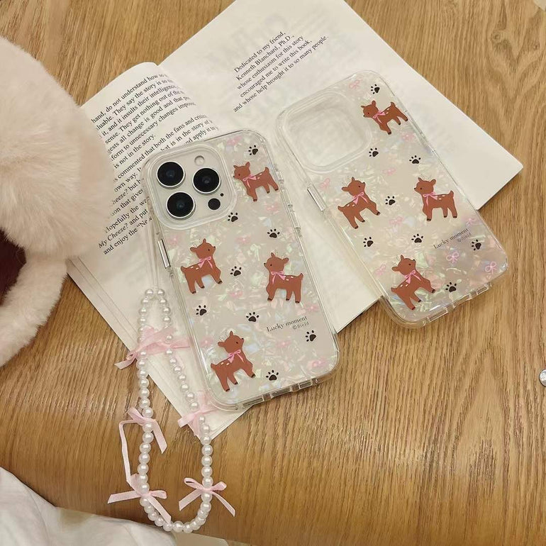 Holographic Animal Pattern Case For iPhone With Bow Charm