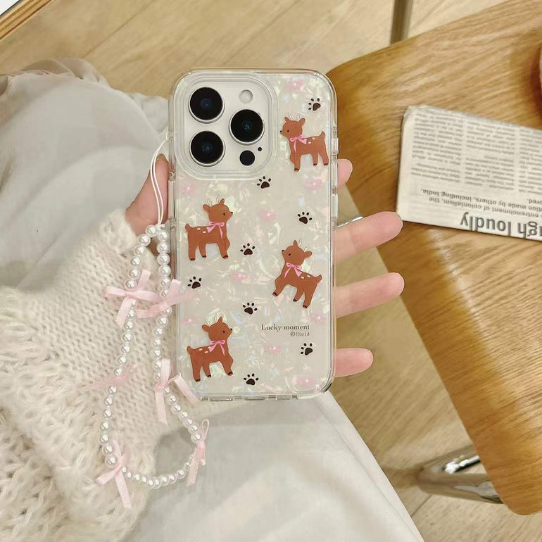 Holographic Animal Pattern Case For iPhone With Bow Charm