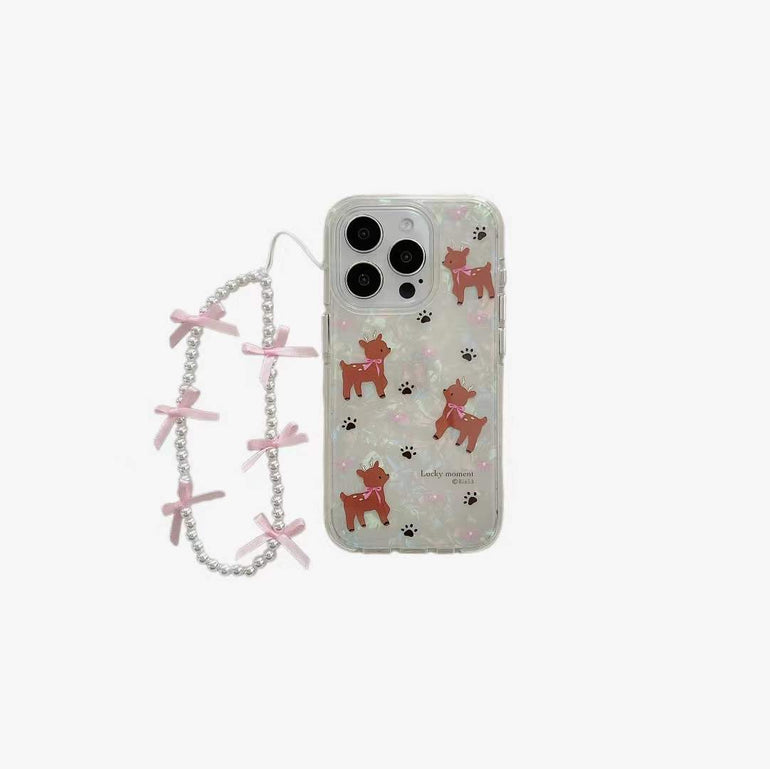 Holographic Animal Pattern Case For iPhone With Bow Charm