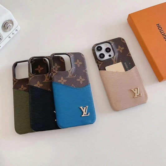 Luxury Branded Leather Monogram Card Holder For iPhone Case