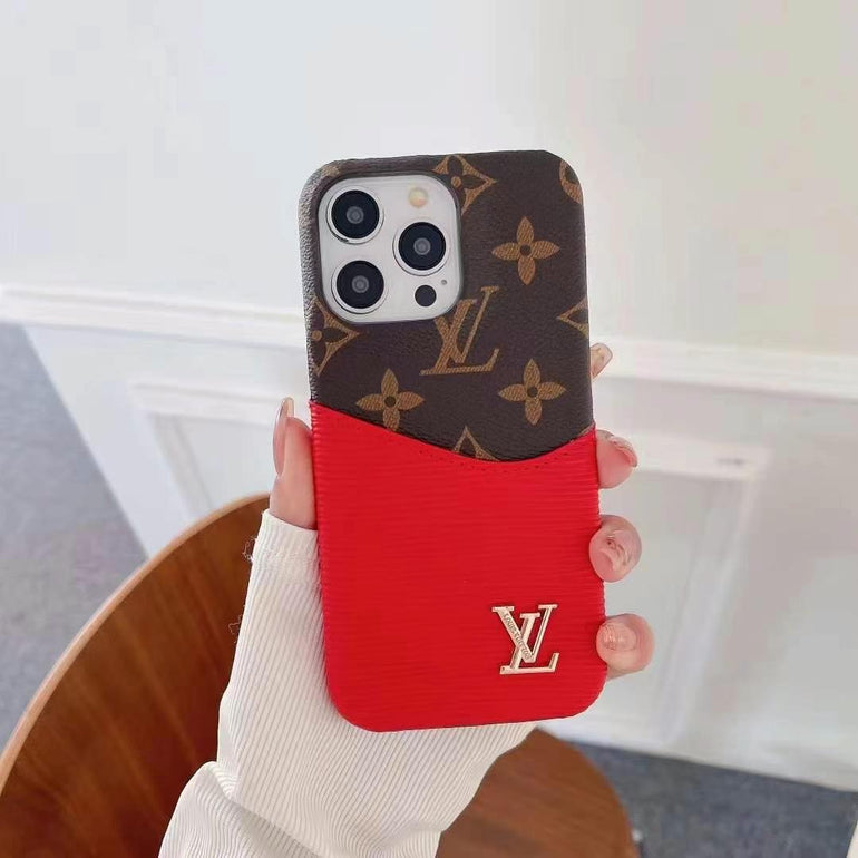 Luxury Branded Leather Monogram Card Holder For iPhone Case