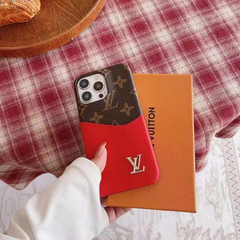 Luxury Branded Leather Monogram Card Holder For iPhone Case