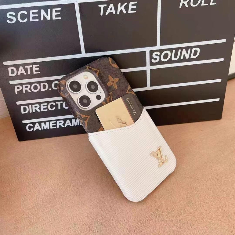 Luxury Branded Leather Monogram Card Holder For iPhone Case