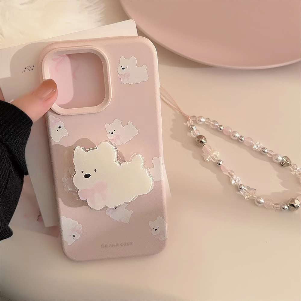 Cute Dog Pattern Pastel Color Silicon iPhone Case for iPhone