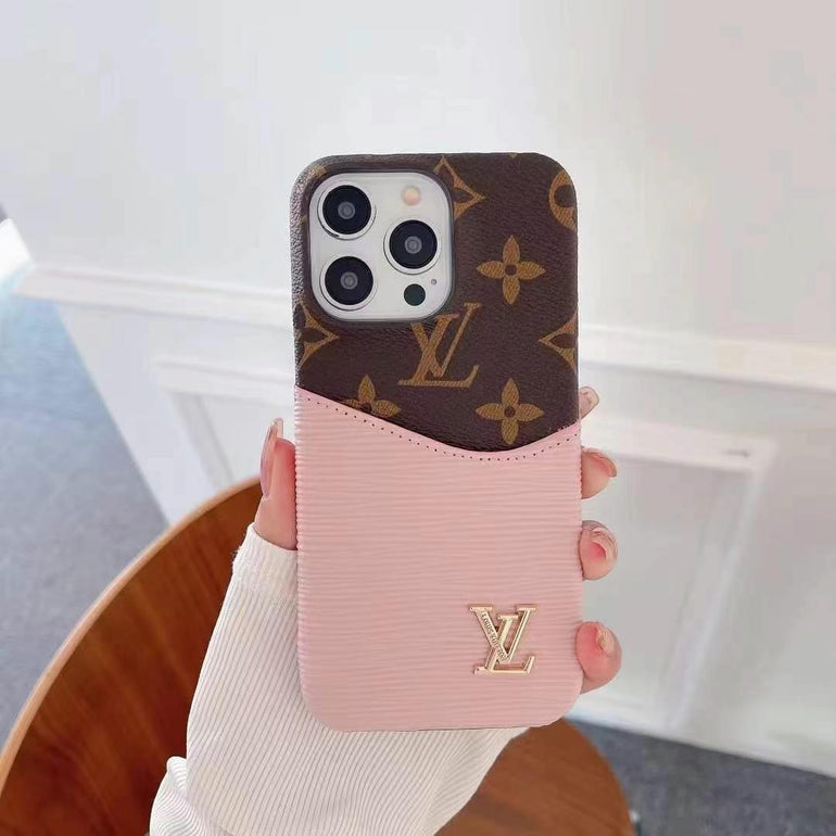 Luxury Branded Leather Monogram Card Holder For iPhone Case