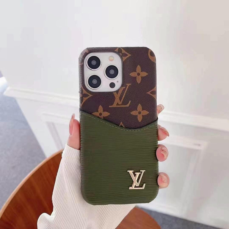 Luxury Branded Leather Monogram Card Holder For iPhone Case