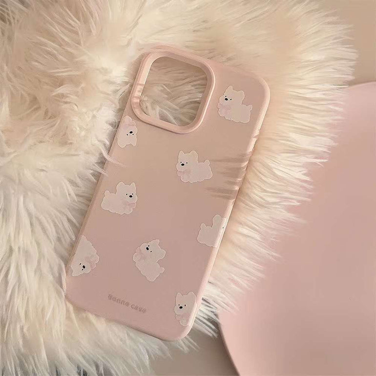 Cute Dog Pattern Pastel Color Silicon iPhone Case for iPhone