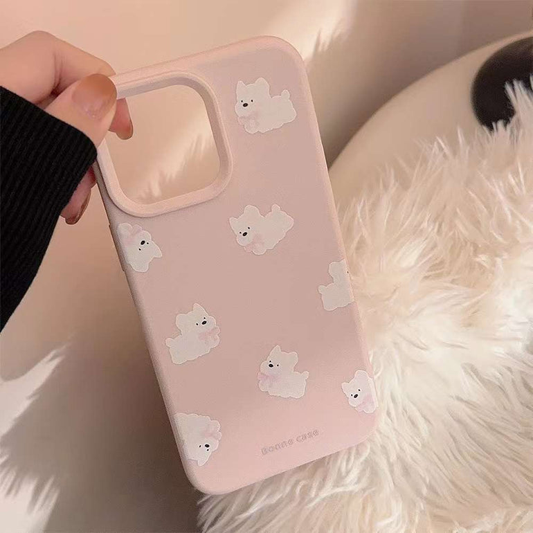 Cute Dog Pattern Pastel Color Silicon iPhone Case for iPhone