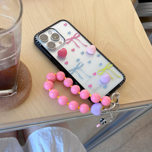 3D Candy Heart iPhone Case with Colorful Ribbon Print With Bubblegum Charm Edition