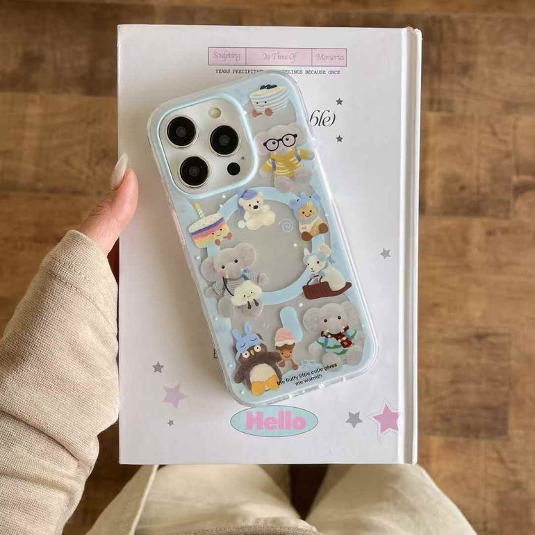 Cute Animal Designer Magsafe Case For iPhone With Elephant Magsafe Holder