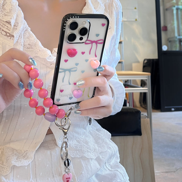 3D Candy Heart iPhone Case with Colorful Ribbon Print With Bubblegum Charm Edition