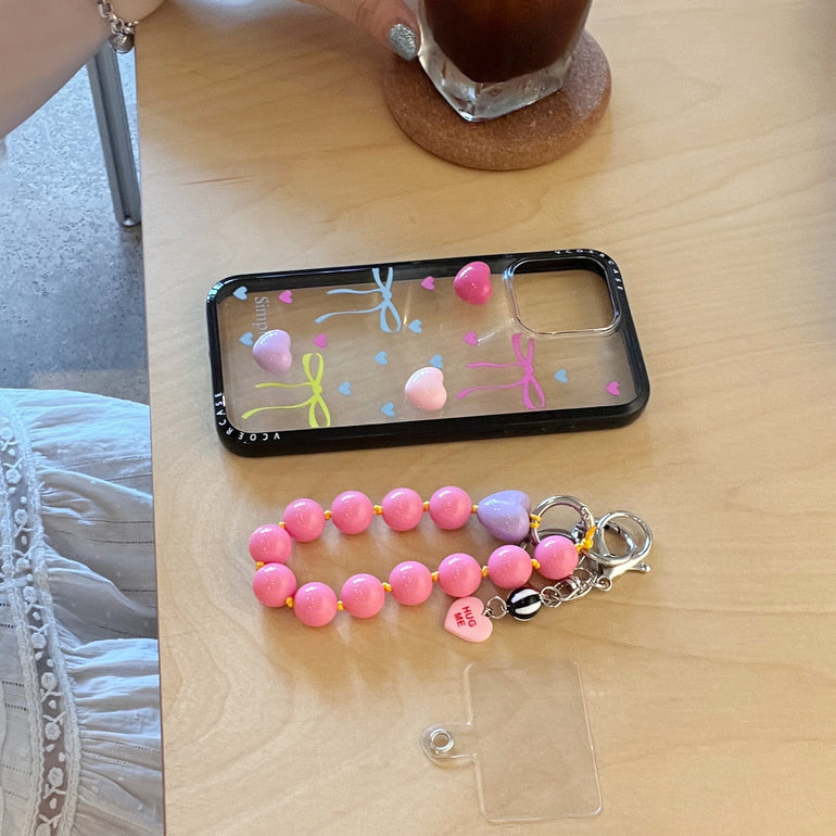 3D Candy Heart iPhone Case with Colorful Ribbon Print With Bubblegum Charm Edition