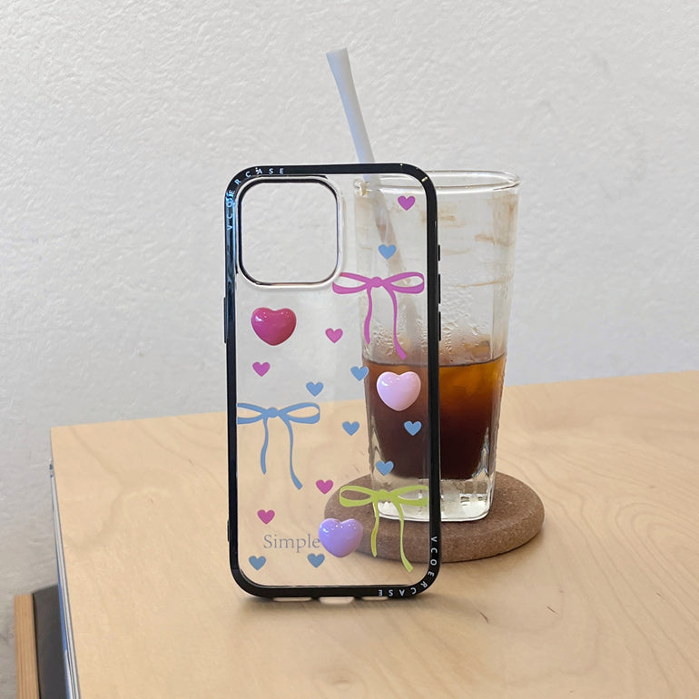 3D Candy Heart iPhone Case with Colorful Ribbon Print With Bubblegum Charm Edition