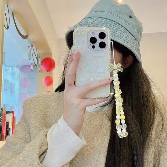 Sunflower Pattern Silicon Case For iPhone With Bow Charm
