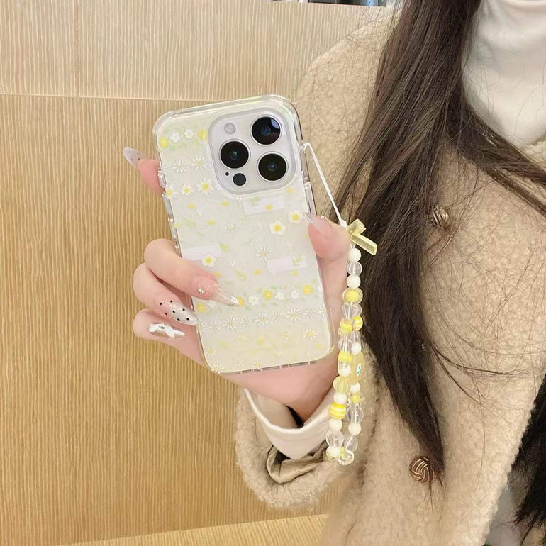 Sunflower Pattern Silicon Case For iPhone With Bow Charm