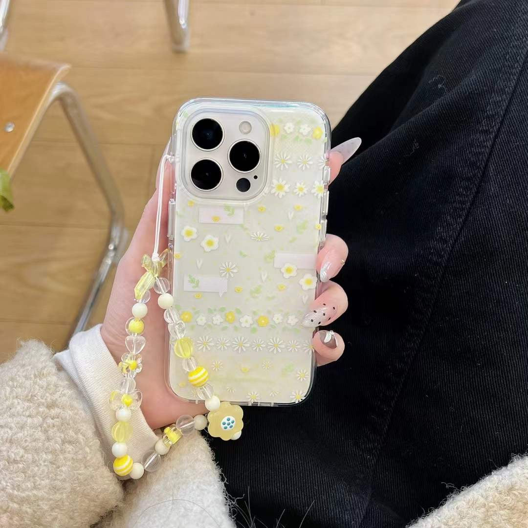 Sunflower Pattern Silicon Case For iPhone With Bow Charm