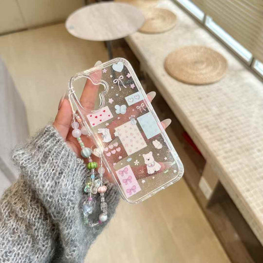 Cute Heart Sticker Silicon Case For iPhone With Charm