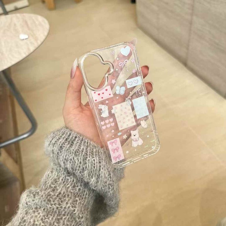 Cute Heart Sticker Silicon Case For iPhone With Charm