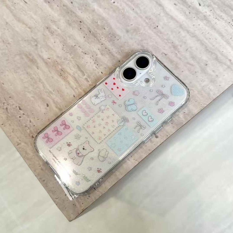 Cute Heart Sticker Silicon Case For iPhone With Charm