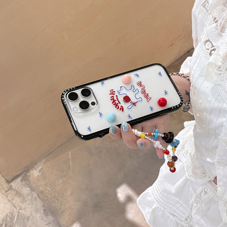 Happy Summer Puppy iPhone Case with 3D Candy Beads & Charm Strap