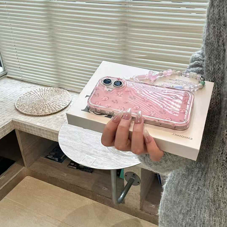 Flower Designer Silicon Case For iPhone With Charm