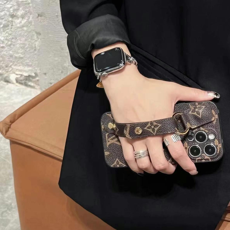 Luxury Branded Leather Case For iPhone With Belt Holder