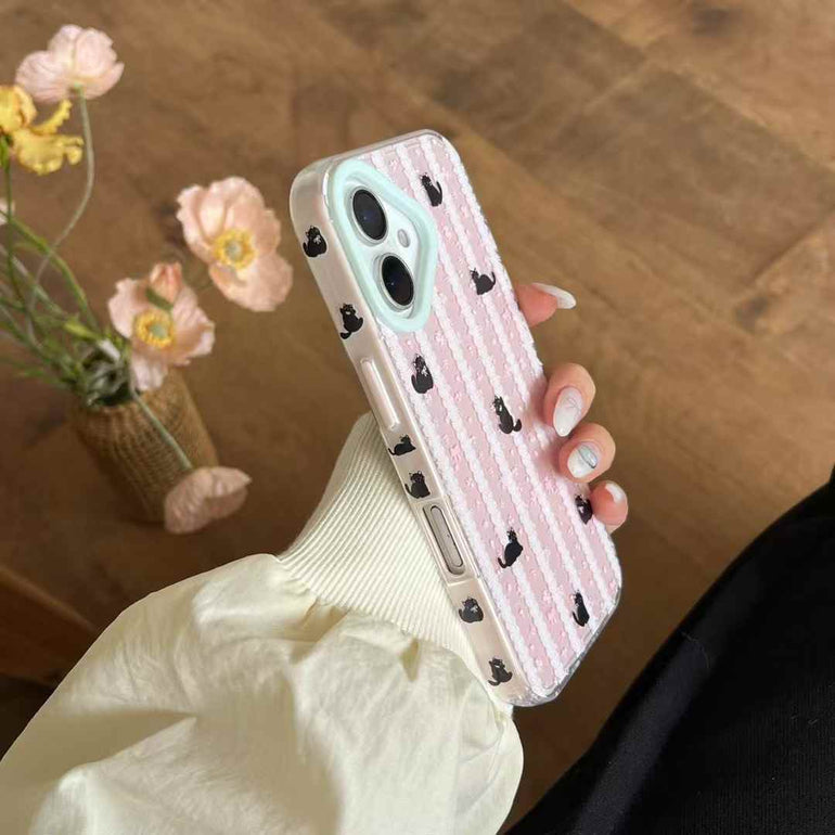 Kitten Stripes Silicon Case For iPhone With Cute Charm