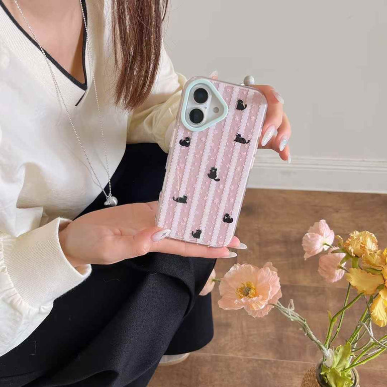 Kitten Stripes Silicon Case For iPhone With Cute Charm