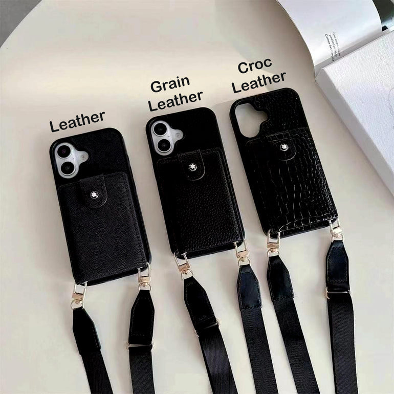 Luxury Leather Wallet Case For iPhone With Sling