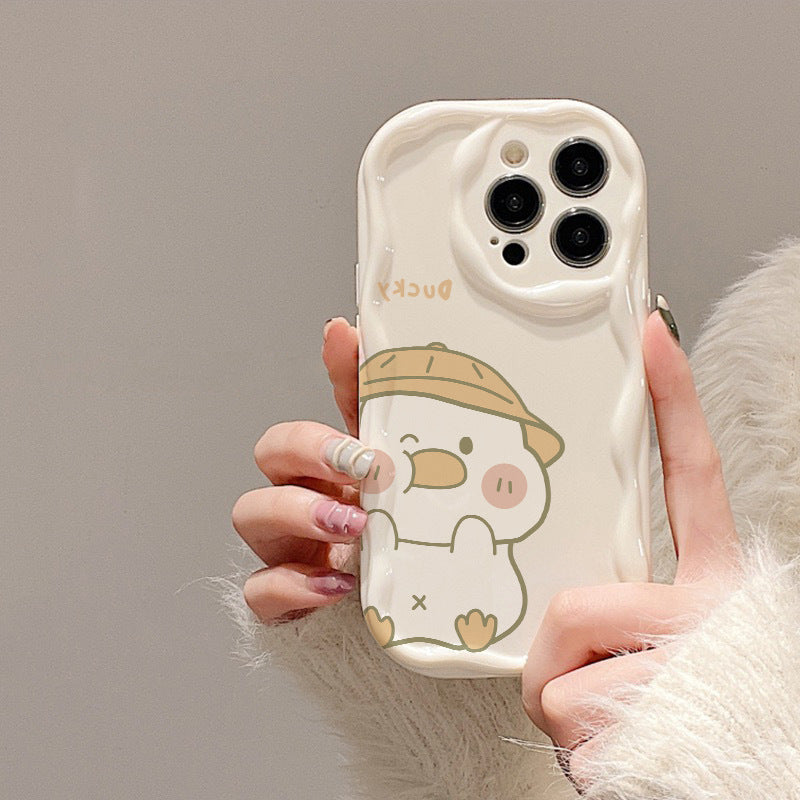 Shy Duck in Hat Case for  Iphone13/14/15/16/16E  (Basic, Pro, Pro-Max)