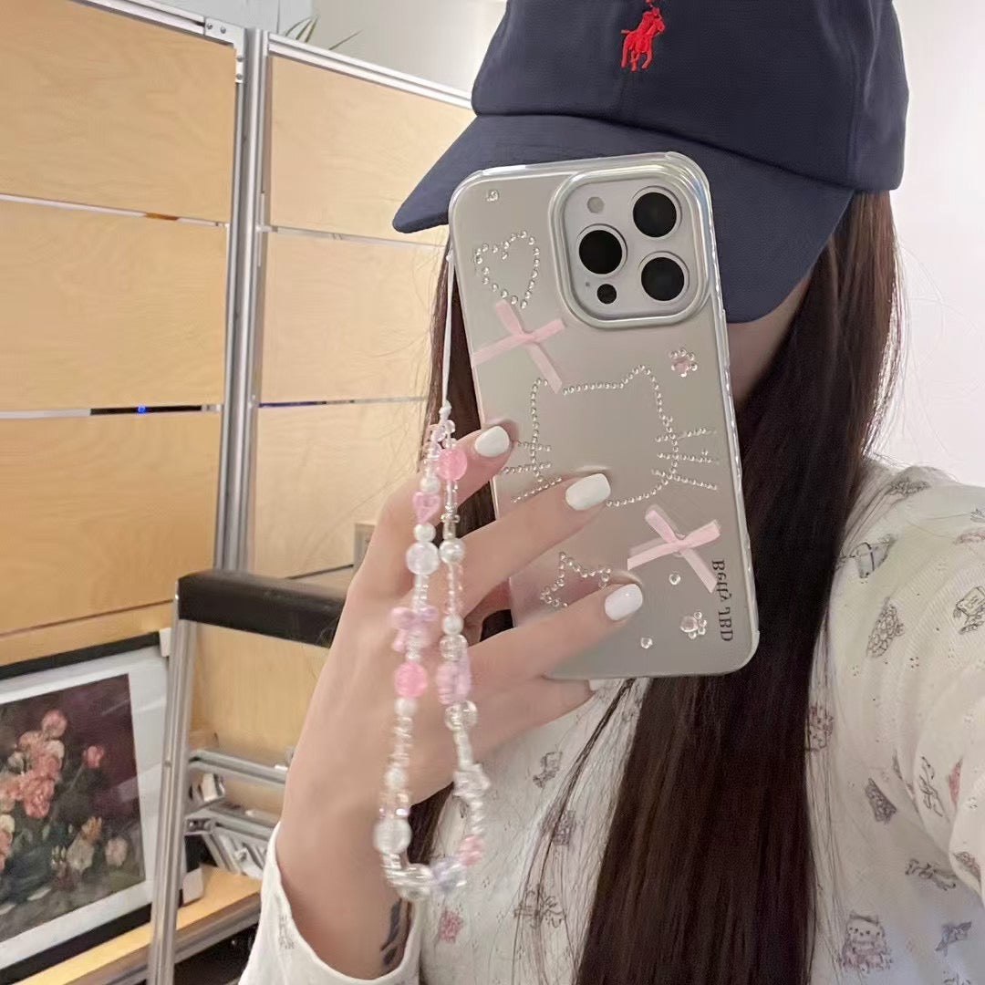 Stone Kitty Silicon Case For iPhone With Charm