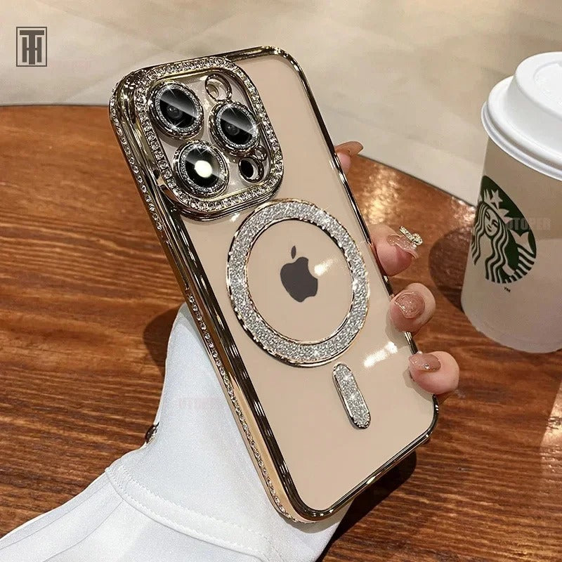 Luxury Bling Crystal Case with MagSafe Circle for iPhone 11/12/13/14/15/16(Pro and Pro max )