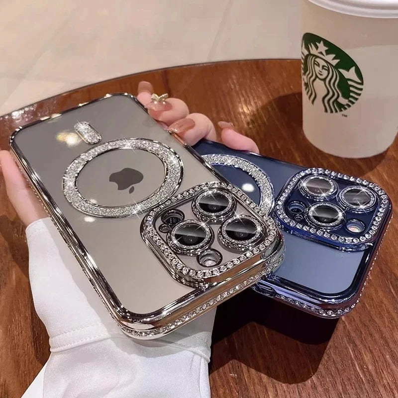 Luxury Bling Crystal Case with MagSafe Circle for iPhone 11/12/13/14/15/16(Pro and Pro max )
