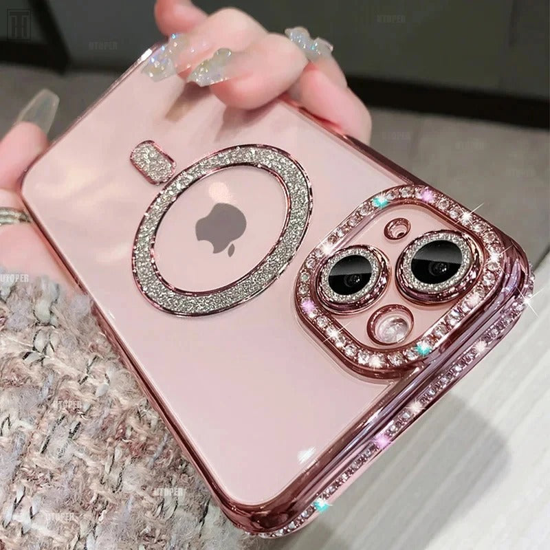 Luxury Bling Crystal Case with MagSafe Circle for iPhone 11/12/13/14/15/16(Pro and Pro max )