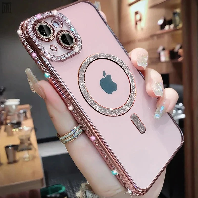 Luxury Bling Crystal Case with MagSafe Circle for iPhone 11/12/13/14/15/16(Pro and Pro max )
