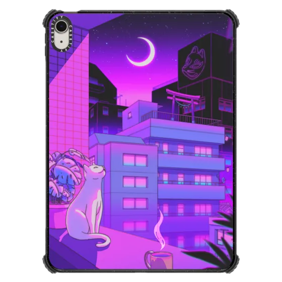 Cat Enjoy Night Life Silicon Designer iPad Case