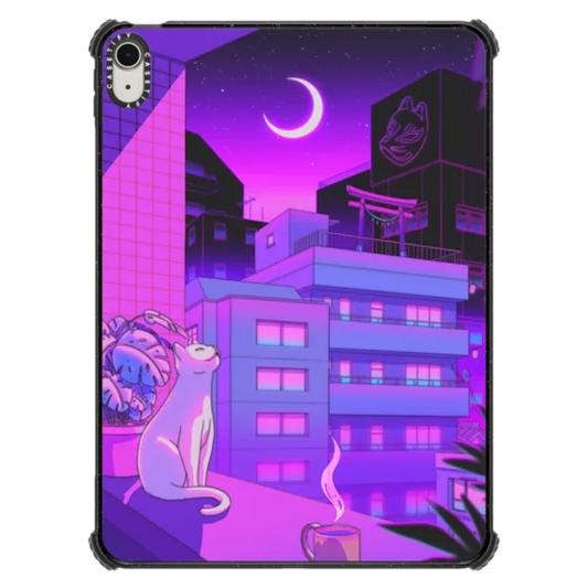 Cat Enjoy Night Life Silicon Designer iPad Case