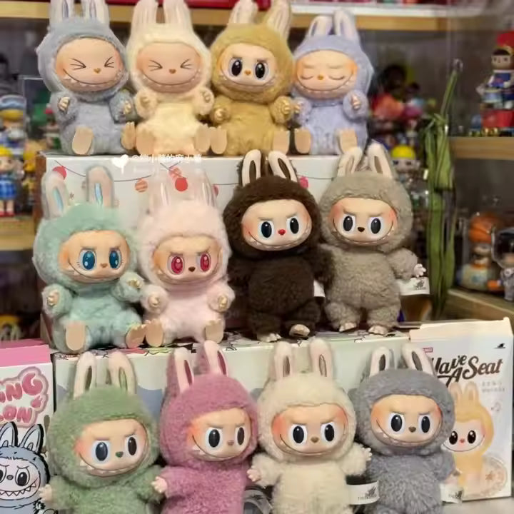 Original Popmart Labubu Monsters Blind Boxes Cute Funny Cloth Vinyl Plush Toys Exciting Macaron Mystery Seat Dolls