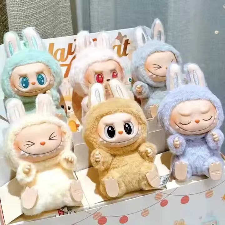 Original Popmart Labubu Monsters Blind Boxes Cute Funny Cloth Vinyl Plush Toys Exciting Macaron Mystery Seat Dolls